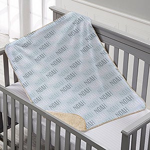 Modern Boy Name Personalized Sherpa Baby Blanket - 18582