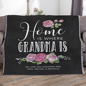 Home Is Where Mom Is Personalized 56x60 Woven Throw Blanket - 18591-A