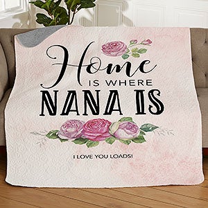 Home Is Where Mom Is Personalized 50x60 Quilted Blanket - 18591-Q