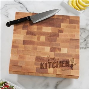 Her Kitchen Personalized 12x12 Butcher Block Cutting Board - 18601-12