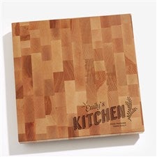 Her Kitchen Personalized 12x12 Butcher Block Cutting Board - 18601-12