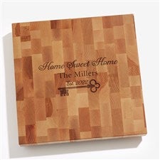 Key to Our Home Personalized 12x12 Butcher Block Cutting Board - 18603-12