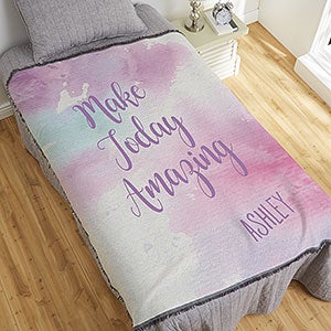 Watercolor Inspiration Personalized 56x60 Woven Throw Blanket - 18615-A