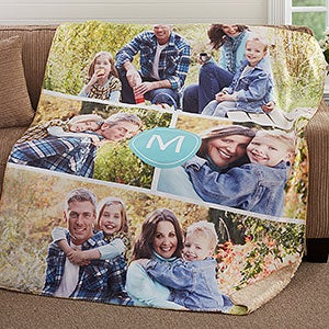 Photo Collage Monogram Personalized 60x80 Sherpa Blanket - 18617-SL