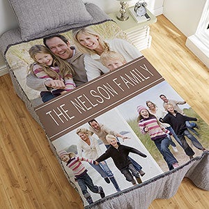 Family Photo Collage Personalized 56x60 Woven Throw Blanket - 18619-A