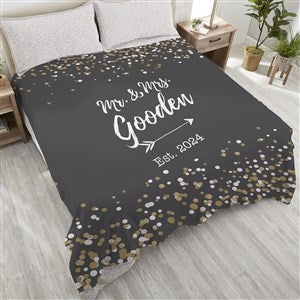Sparkling Love Personalized Wedding 90x90 Queen Fleece Blanket - 18625-QU