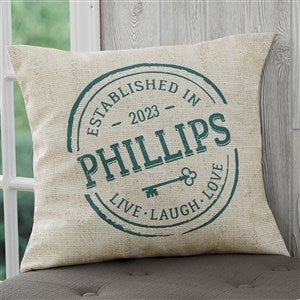 Established 18" Personalized Throw Pillow - 18647-L