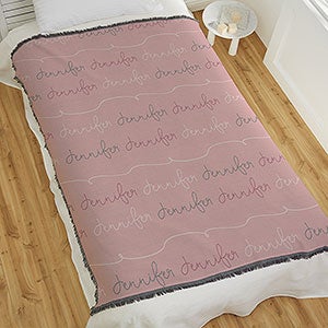 Modern Girl Name Personalized 56x60 Woven Throw Blanket - 18669-A