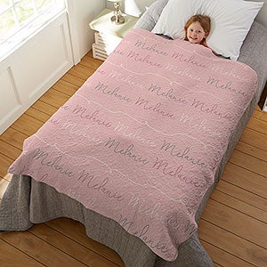 Modern Girl Name Personalized 50x60 Quilted Baby Blanket - 18669-Q