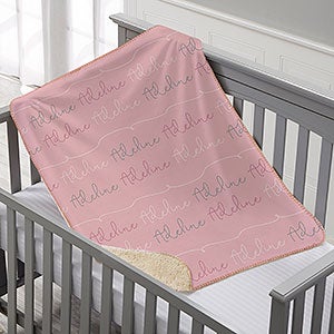 Modern Girl Name Personalized Sherpa Baby Blanket - 18670