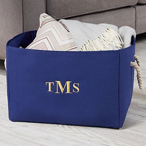 Personalized Blue Canvas Storage Tote - 18682-B