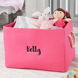 Personalized Pink Canvas Storage Tote - 18682-P