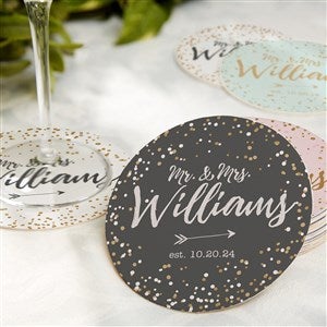 Sparkling Love Personalized Wedding Paper Coasters - 18704
