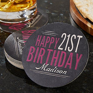 Vintage Birthday Personalized Paper Coasters - 18706