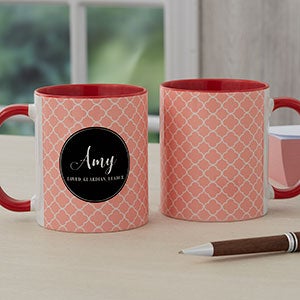 Name Meaning Personalized Geometric Coffee Mug 11 oz.- Red - 18720-R