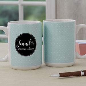 Name Meaning Personalized Geometric Coffee Mug 15 oz.- White - 18720-L