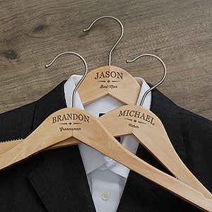 Classic Groomsman Engraved Wood Hanger - 18733