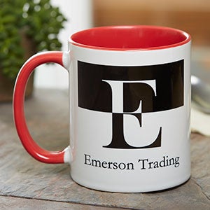 Red Personalized 11 oz Coffee Mugs with Custom Initial - 18740-R