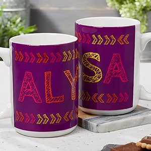 Personalized Mugs for Kids - Stencil Name - 15oz White - 18752-L