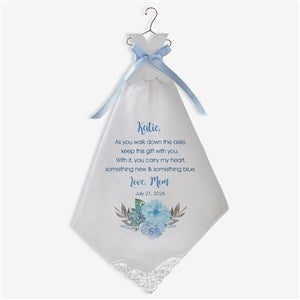 Brides New  Blue Personalized Wedding Handkerchief - 18769