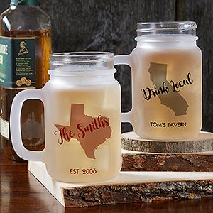State Pride Personalized Frosted Mason Jar - 18773