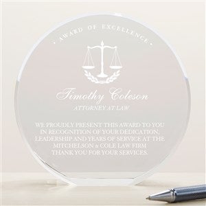 Attorney 6" Round Crystal Personalized Award - 18781-L