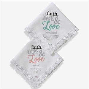 Faith, Hope  Love Personalized Handkerchief - 18788
