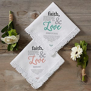 Faith, Hope & Love Personalized Handkerchief - 18788