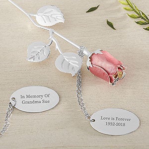 In Memory Of... Engraved Pink Keepsake Rose - 18810-Pink