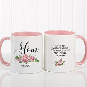 New Mom Personalized Floral Coffee Mug 11 oz.- Pink - 18818-P