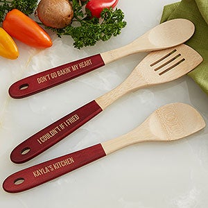 PrintSupremacy Beechwood Personalized Kitchen Utensils, Non Stick Wooden  Kitchen Gadget Pan Cookware…See more PrintSupremacy Beechwood Personalized