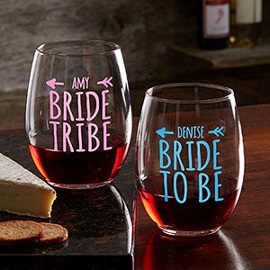 Bride Tribe Personalized Stemless Wine Glass - 18879-S