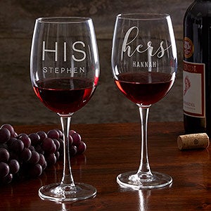His & Hers Personalized Wine Glasses - 18880-W