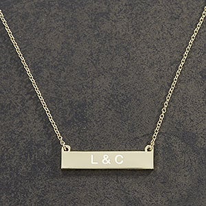 Initials Personalized Gold Nameplate Necklace - 18888-G
