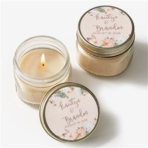Modern Floral Wedding Personalized Mason Jar Candle Favors - 18913