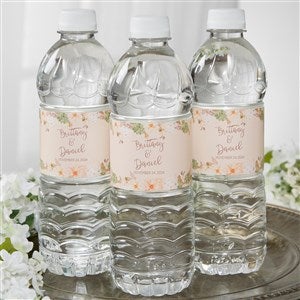 Modern Floral Wedding Personalized Water Bottle Labels - 18914
