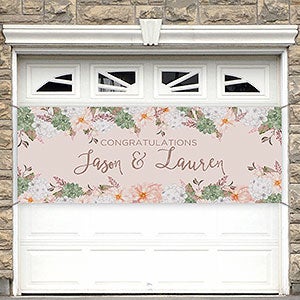 Modern Floral Wedding Personalized Banner - 45x108 - 18916-L
