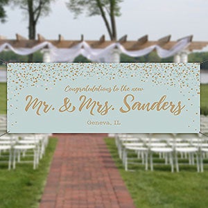 Sparkling Love Personalized Wedding Banner - 45x108 - 18923-L