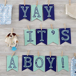 Write Your Own Personalized Baby Bunting Banner - 32 Flags - 18934-32