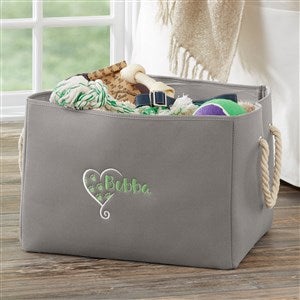Embroidered Grey Pet Toy Storage Tote - 18989-G