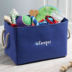 Embroidered Blue Pet Toy Storage Tote - 18989-B