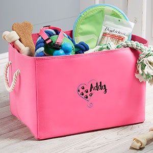 Embroidered Pink Pet Toy Storage Tote - 18989-Pink