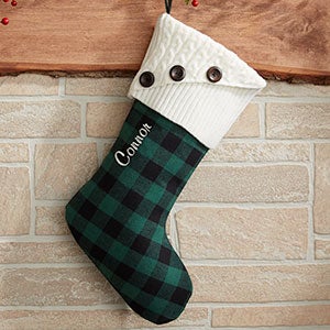 Custom Green Buffalo Check Christmas Stockings - 19002-G