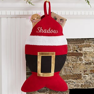 Santa Belt Personalized Cat Christmas Stocking - 19014-C