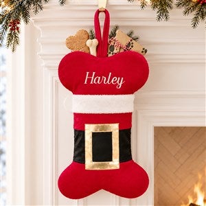 Santa Belt Personalized Dog Christmas Stocking - 19014-D