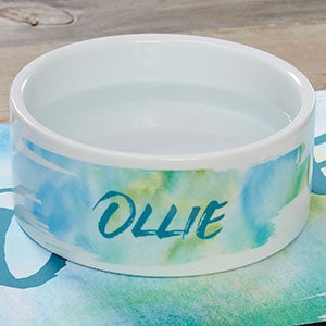 Watercolor Personalized Large Dog Bowls - 19022-L