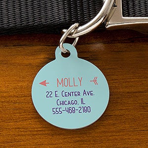 Modern Arrow Personalized Dog ID Tag - Circle - 19036-C