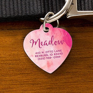 Heart Personalized Dog Tag - Watercolor Design - 19038-H