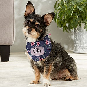 Floral Personalized Dog Bandana- Small - 19043