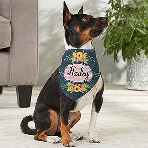 Floral Personalized Dog Bandana - Medium - 19043-M